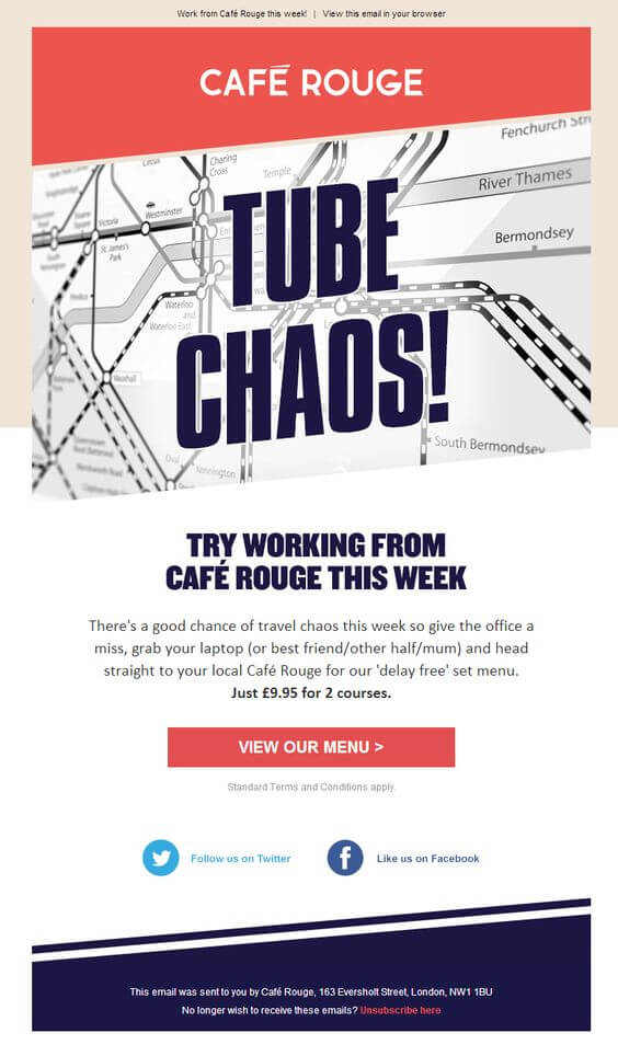 Tube Strike Cafe Promotion