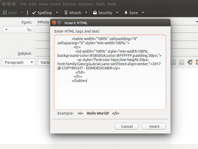 HTML built-in insert