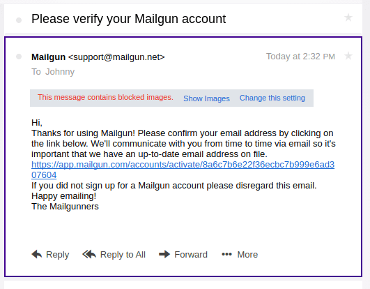 Verify Mailgun Account